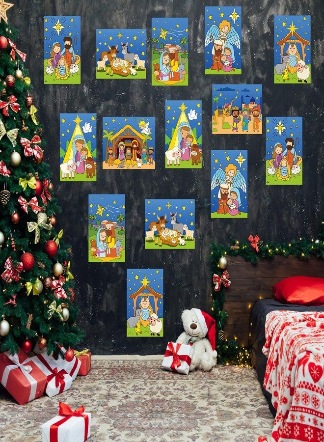 مارسبارك - ٢٤ قطعة من ورق تلوين قوس قزح لعيد الميلاد - مجموعة كبيرة من أوراق التلوين - مشهد ميلاد ديني - ورق تلوين قوس قزح - ملصقات سحرية مسيحية - ورق أسود قابل للخدش - أنشطة حفلات - Image 3